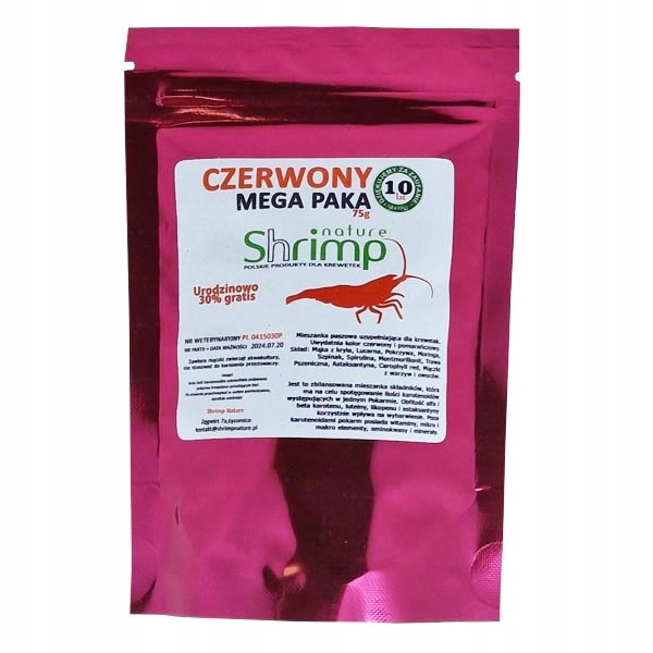 Shrimp Nature CZERWONY - 75g MEGA PAKA