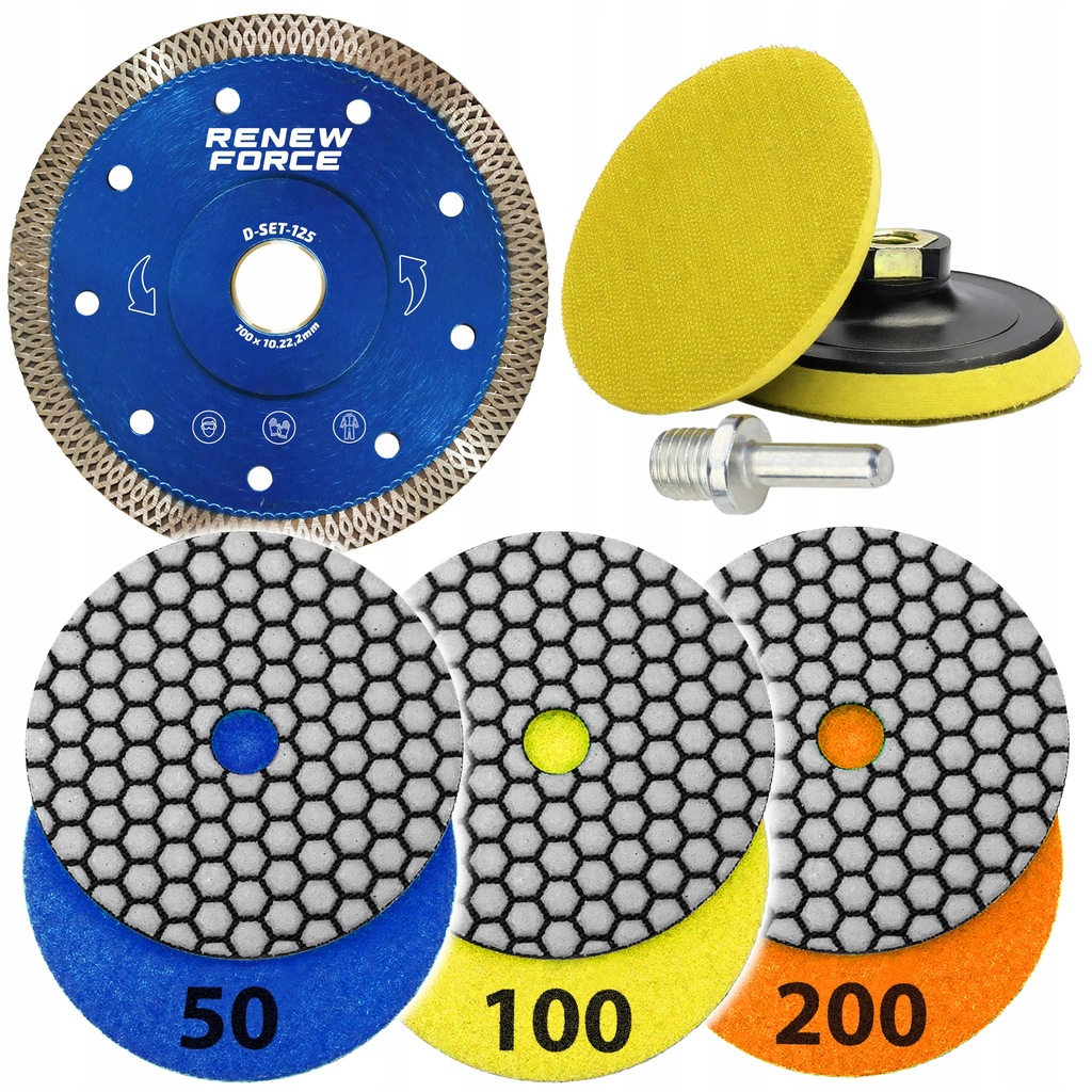 ZESTAW TARCZ DIAMENTOWYCH DO CIĘCIA I SZLIFOWANIA GRESU SPIEKU PŁYTEK 100MM