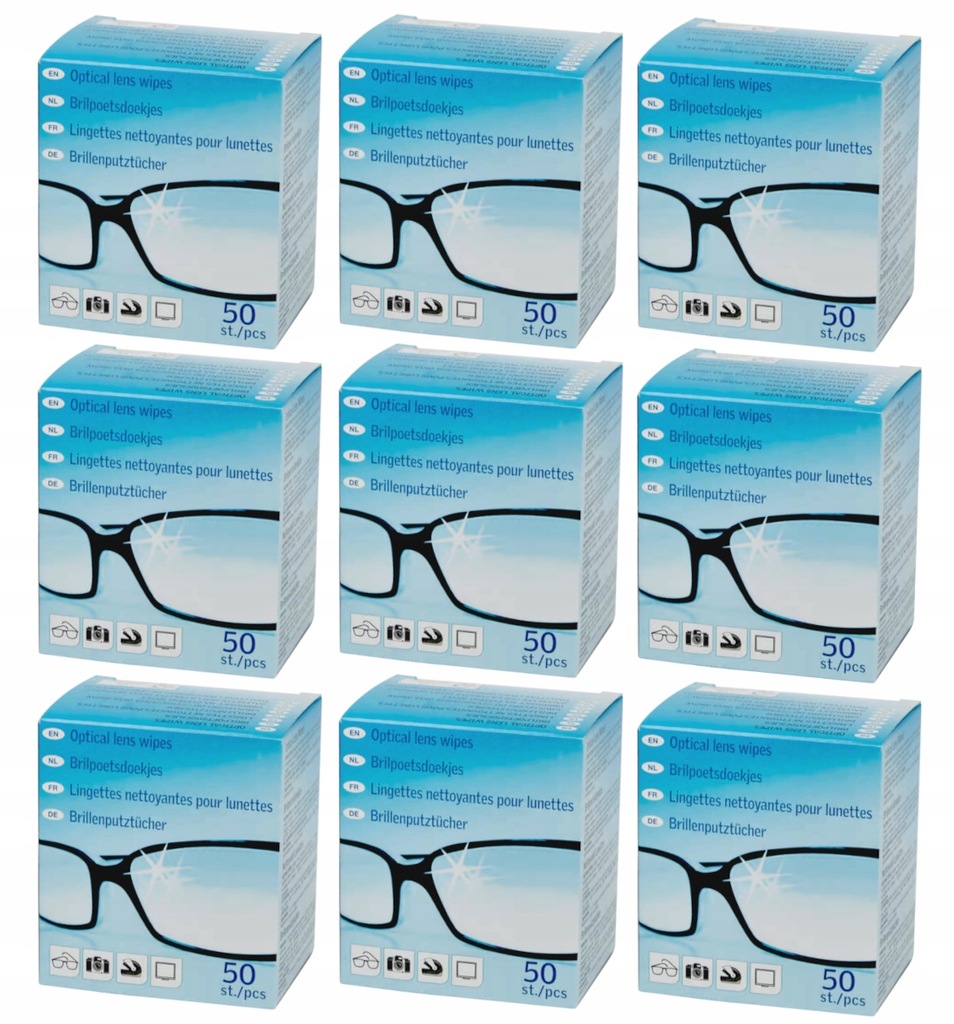 CHUSTECZKI DO CZYSZCZENIA OKULARÓW OKULARY BORVAL 450 SZTUK