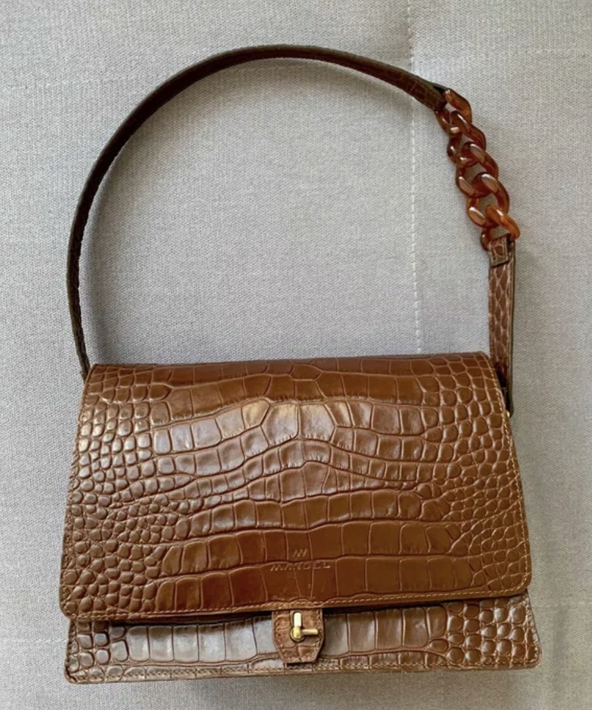 Torebka Mandel Flap Bag Midi Caramel Croc 1330z 13968361453 oficjalne archiwum Allegro