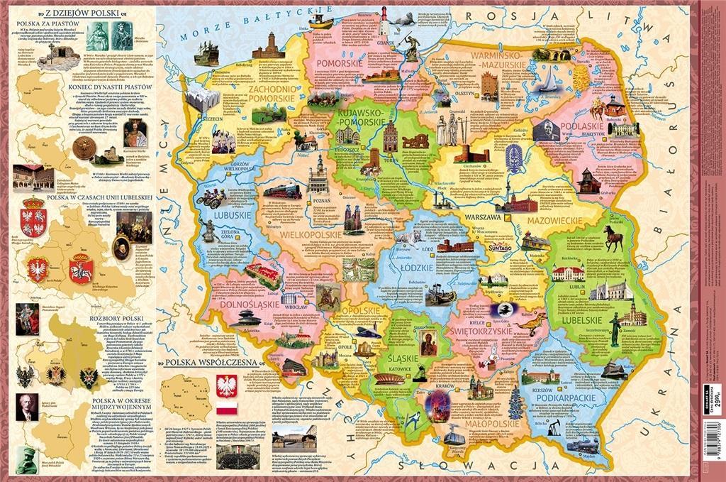 PODKŁADKA 3W - MAPA POLSKI REGIONY, PRACA ZBIOROWA