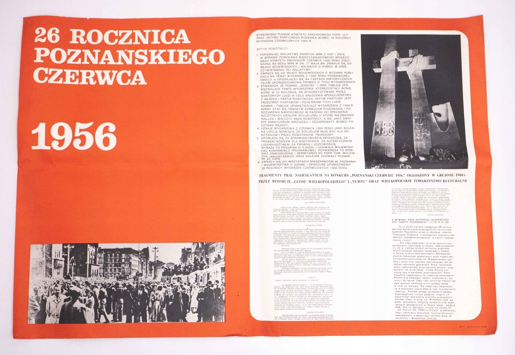 STARY PLAKAT PRL 26 ROCZNICA POZNAŃSKIEGO CZERWCA