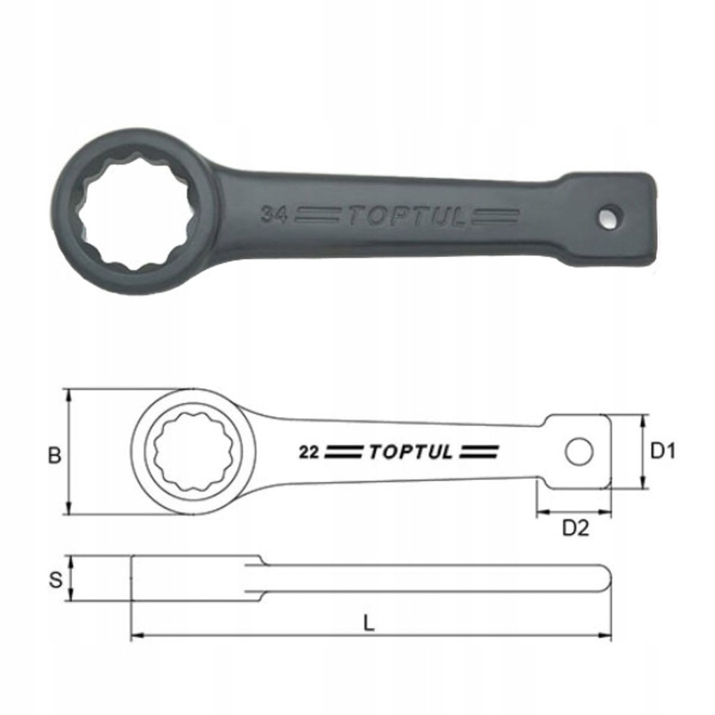 Klucz oczkowy HD 12-kątny 30mm dł. 189mm TOPTUL AA