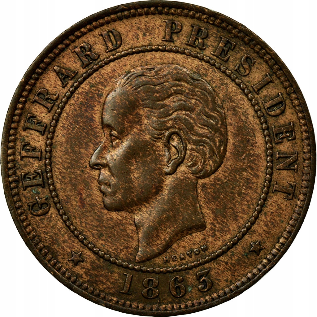 Moneta, Haiti, 20 Centimes, 1863, EF(40-45), Bronz