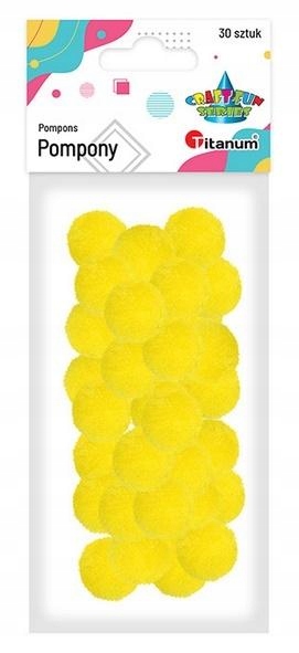 Pompony poliestrowe 25 mm żółte intensywne 30szt T