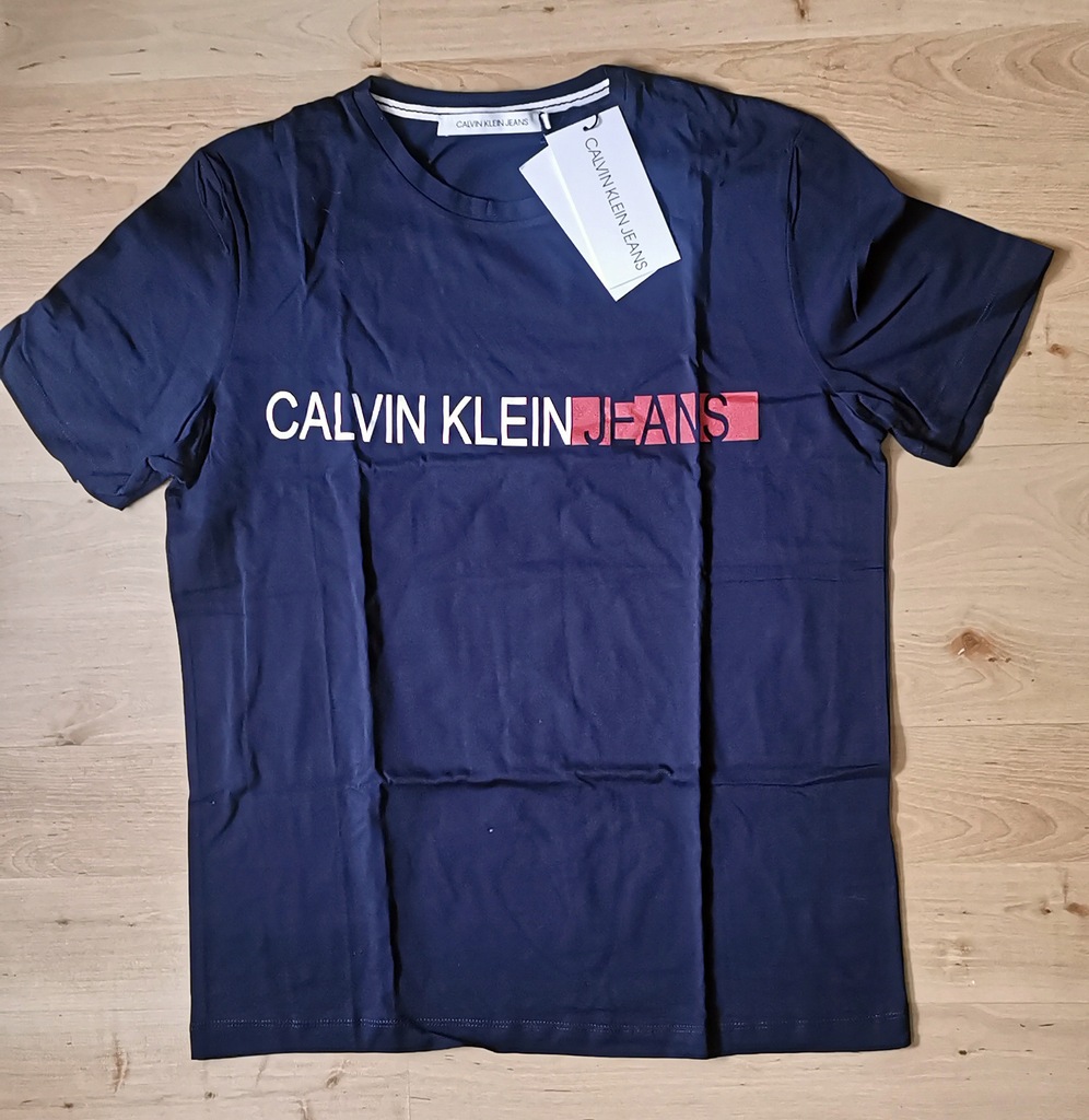 CALVIN KLEIN koszulka T-shirt granat MĘSKA XL