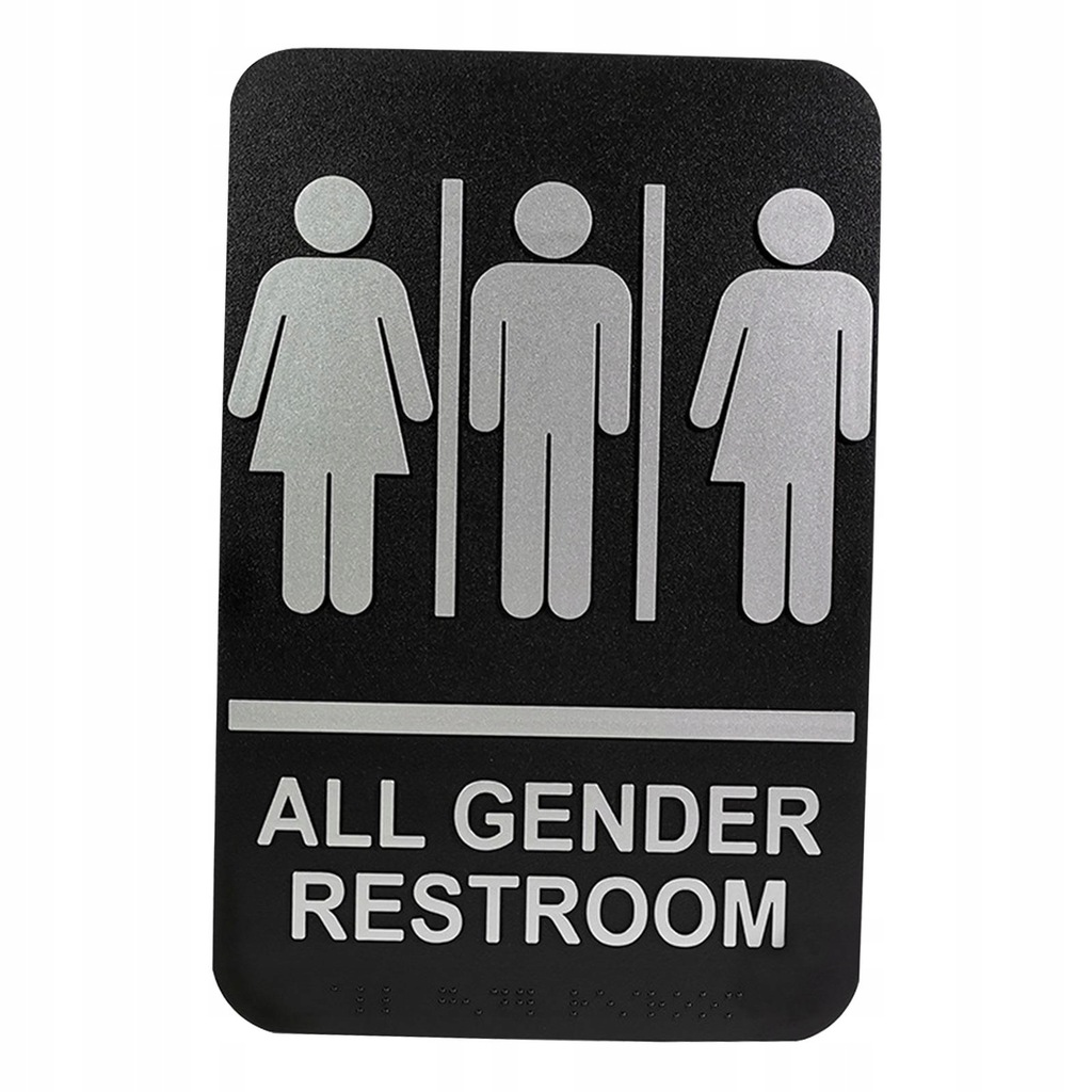 All Gender Restroom Sign Gender Neutral Toilet Sign Wall Hanging Silver