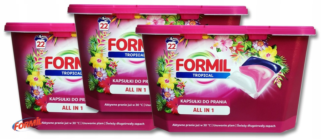 KAPSUŁKI DO PRANIA TKANIN All in1 TROPICAL Formil 3x22szt
