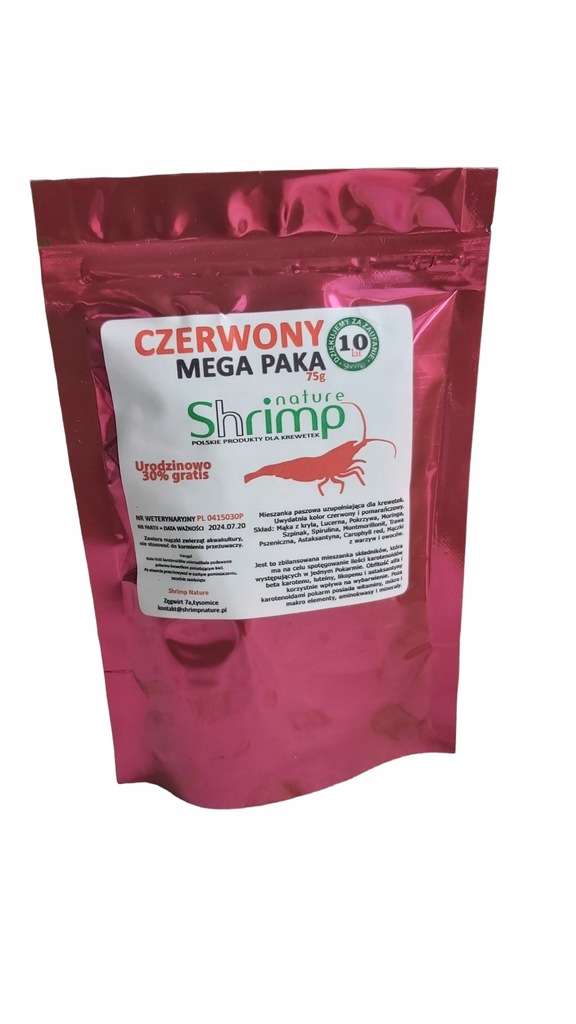 Shrimp Nature Czerwony - 75 gram MEGA PAKA