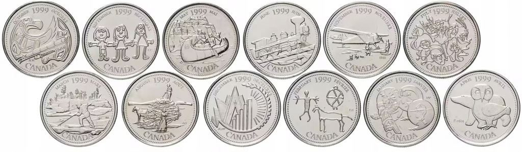 Kanada - 25 centów Miesiące (1999)