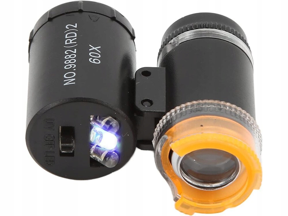 Mikroskop UV kieszonkowy lupa jubilerska 2 LED woreczek tester