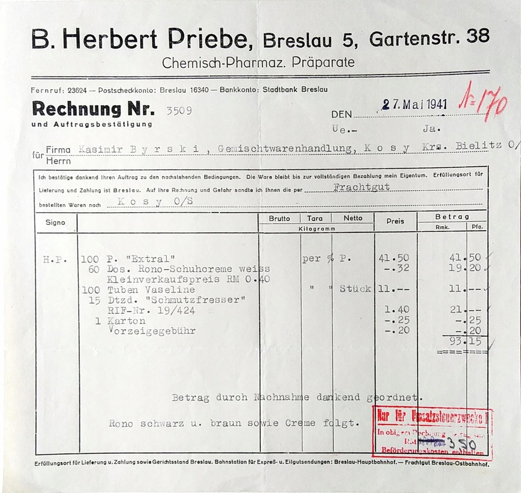 B.HERBERT PRIEBE,BRESLAU 1941
