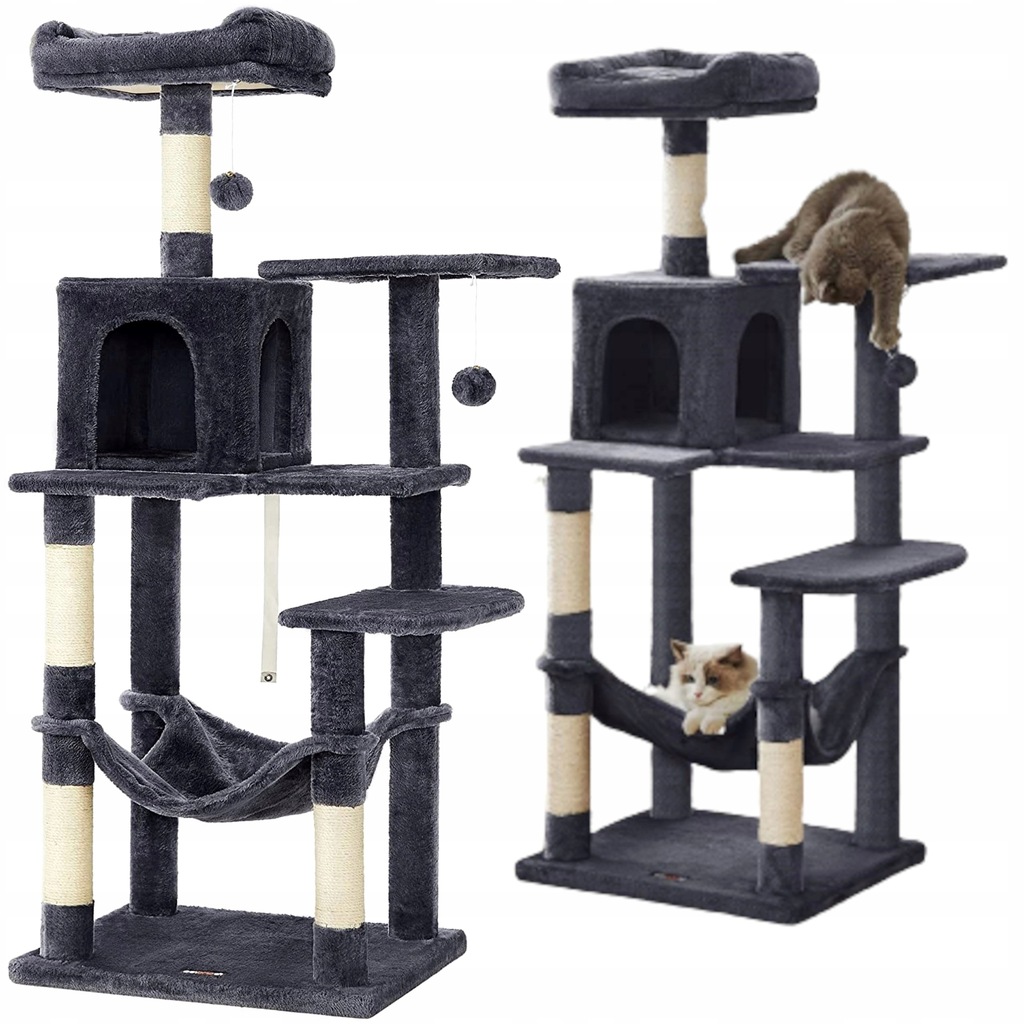 DRAPAK DLA KOTA DUŻY LEGOWISKO SŁUPEK WYSOKI WYTRZYMAŁY CZARNY DOMEK 143cm