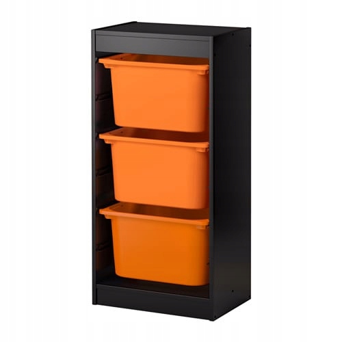 IKEA regał z pojemnikami TROFAST czarny/pomarańcz