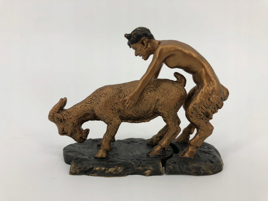 BRĄZ - satyr z greckiej mitologii FAUNA I KOZA