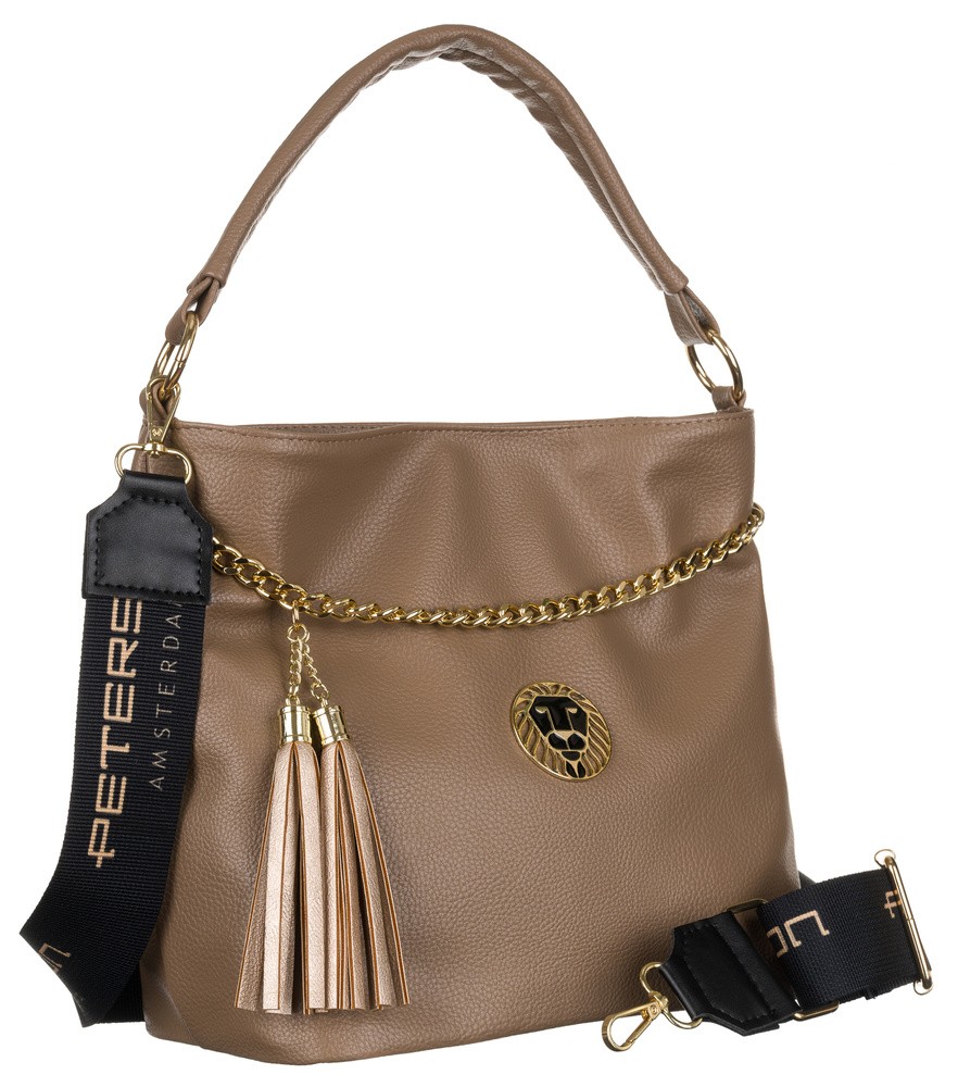 Torebka worek z boho chwostem i złotym łańcuszkiem - Peterson [Z1]