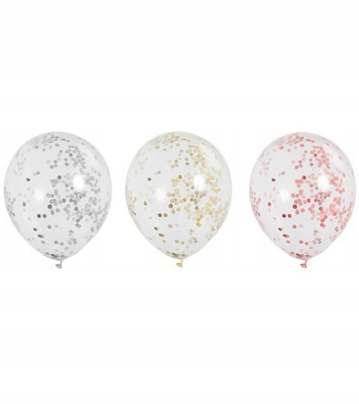 Balony z konfetti mix kolorów 30cm 5 szt. Aliga