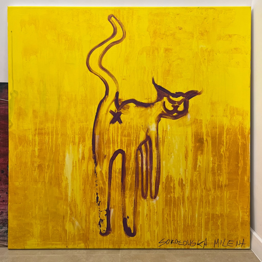 Obraz akrylowy na płótnie 100x100cm sztuka współczesna "Kotek"