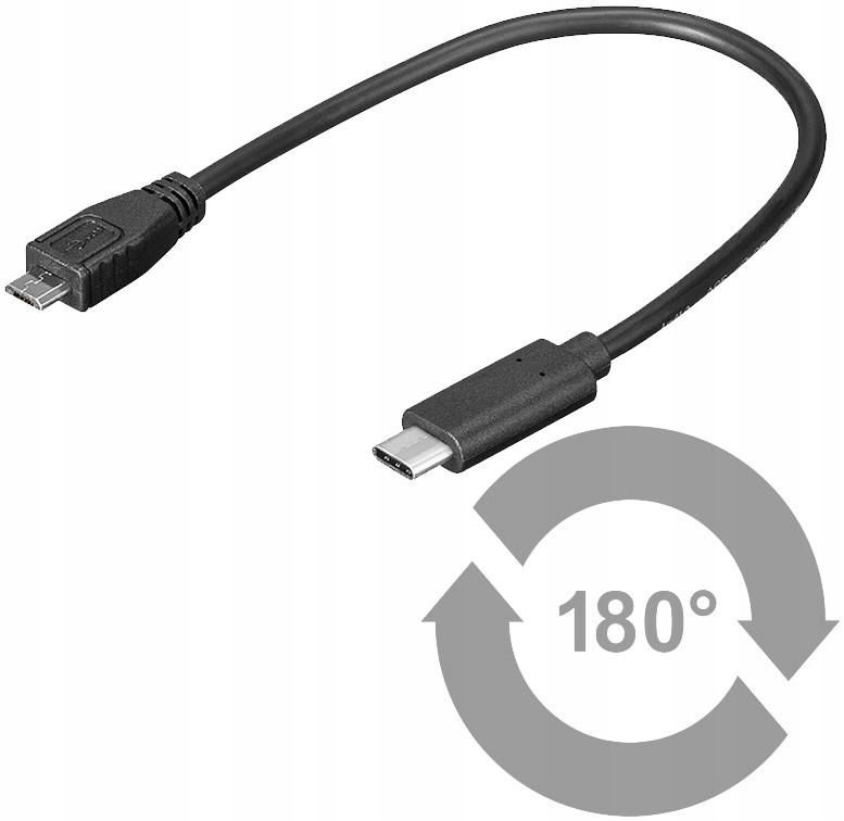 MicroConnect USB-C to USB2.0 Micro B 0.2M Black, for synching and charging