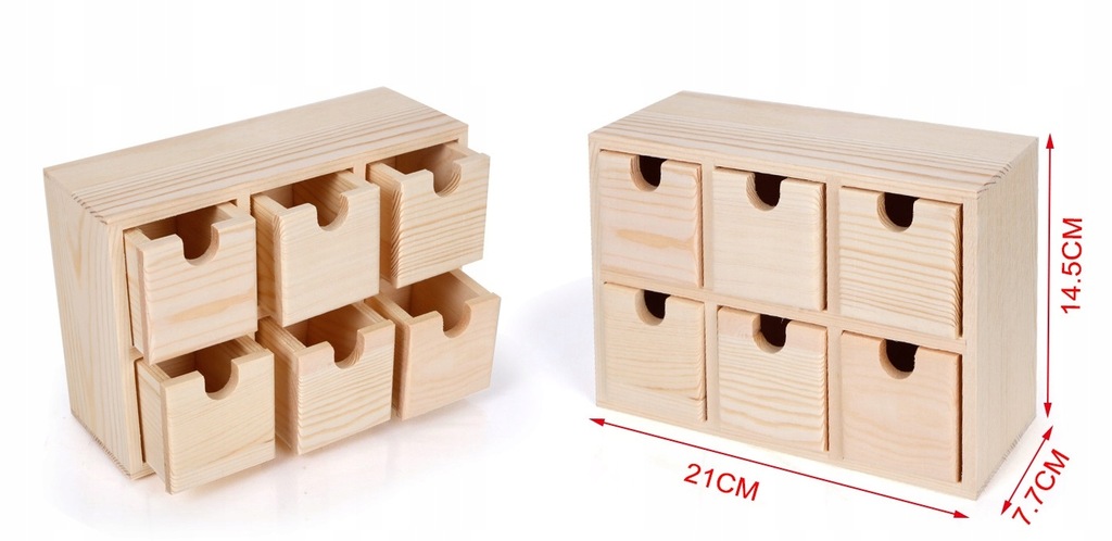 Drewniane pudełko DECOUPAGE 6 szuflad