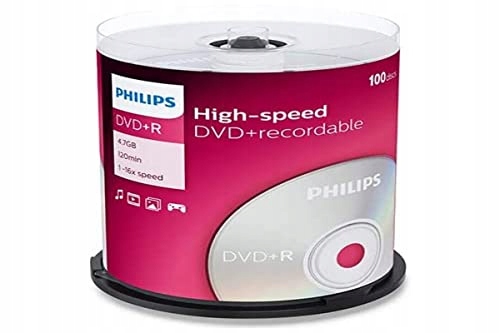 PŁYTY PHILIPS DVD+R 4,7GB 16X CAKE 100SZTUK