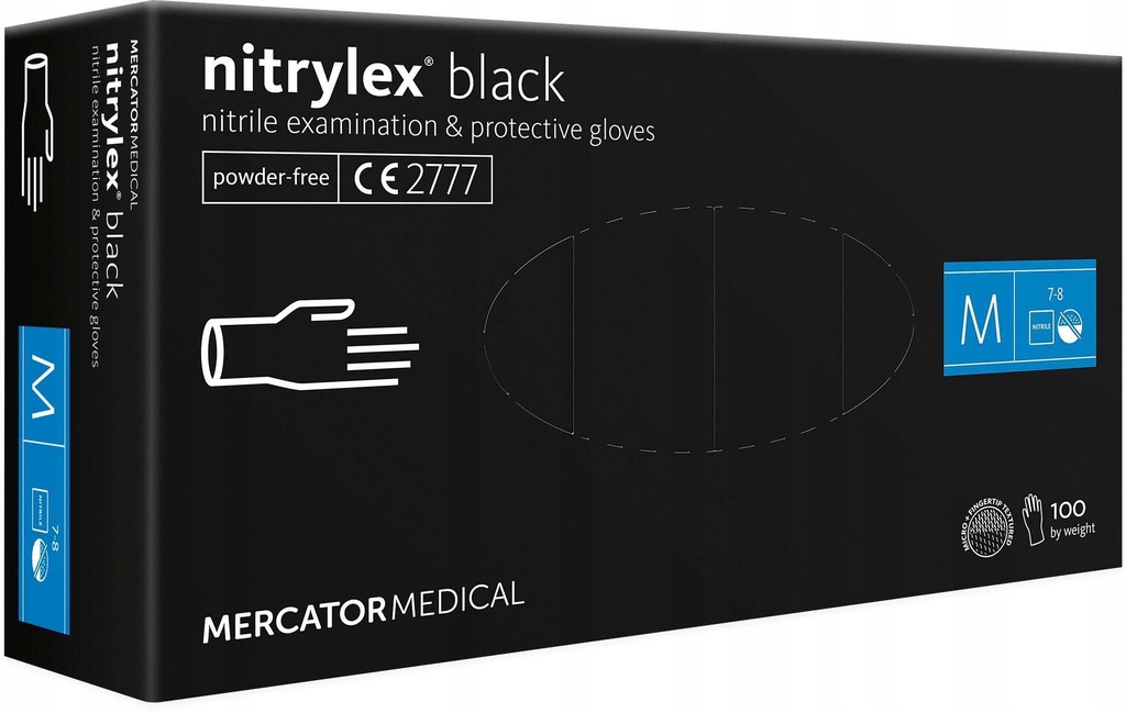 Rękawice Nitrylowe Czarne Rozmiar: 8 - M Nitrylex Black 100 sztuk