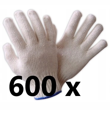 Rękawice Dziane Biały Montaż Bawełniane 600 par