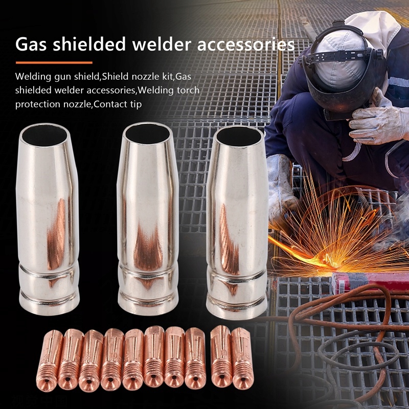 13PCS CO2 MIG Welding Torch Aircooled MB 15AK Contact Tip Uchwyt