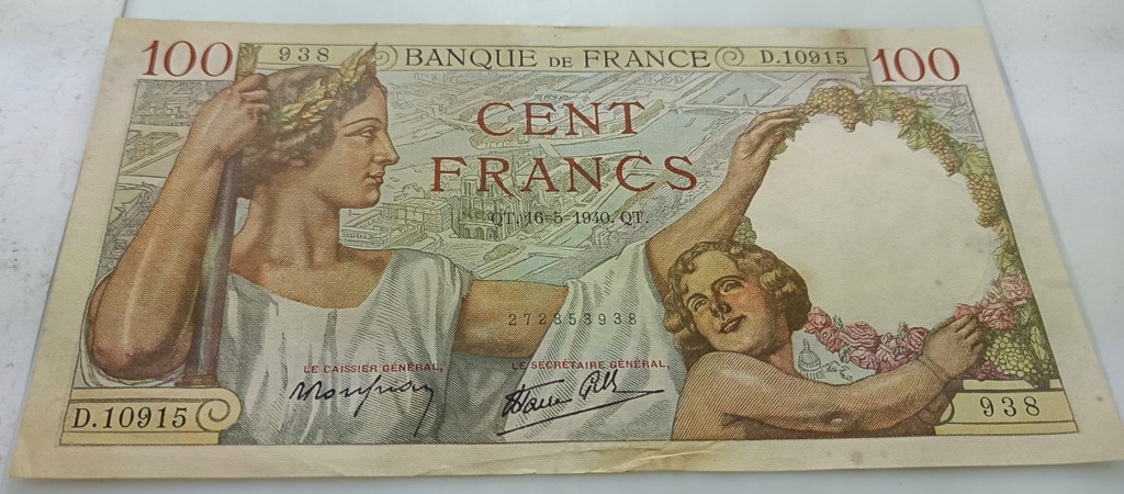 Banknot 100 Franków, 1940