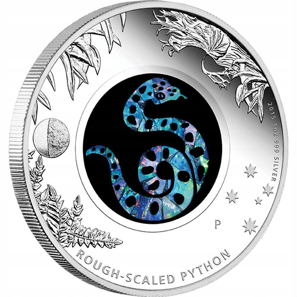 2015 $1 Australian Opal Series Rough-Scaled Python 1oz Silver Coin