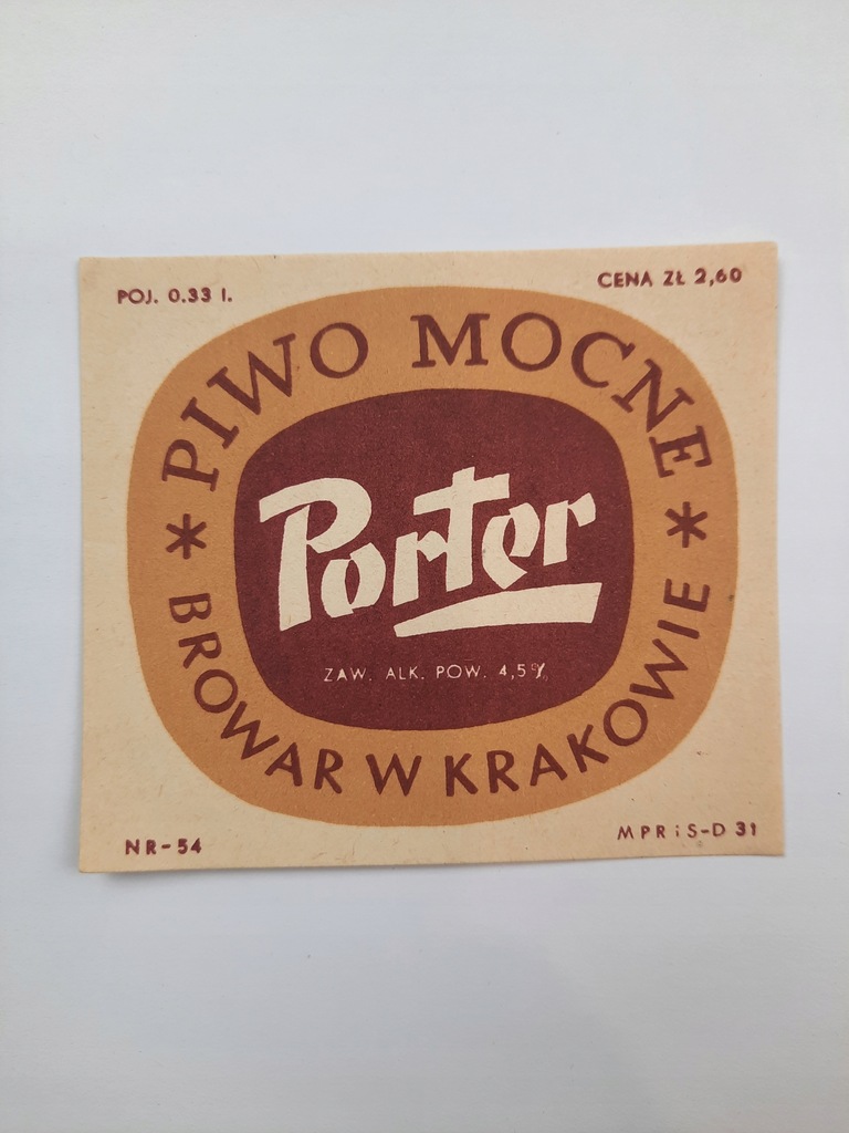 Etykieta piwo porter Browar Kraków