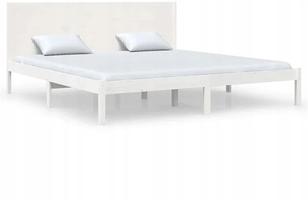 Rama łóżka biała z litego drewna 180 × 200 cm Super King, 3104169