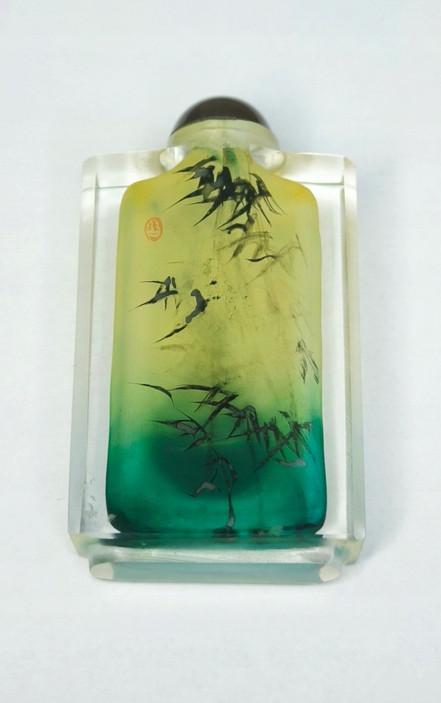 Chińska tabakiera / pojemnik na opium z ciętego, szlifowanego szkła, l. 70