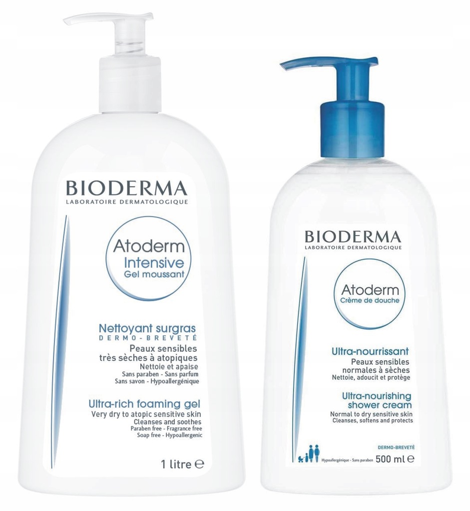 BIODERMA ATODERM INTENSIVE GEL MOUSSANT 1L+ŻEL 500
