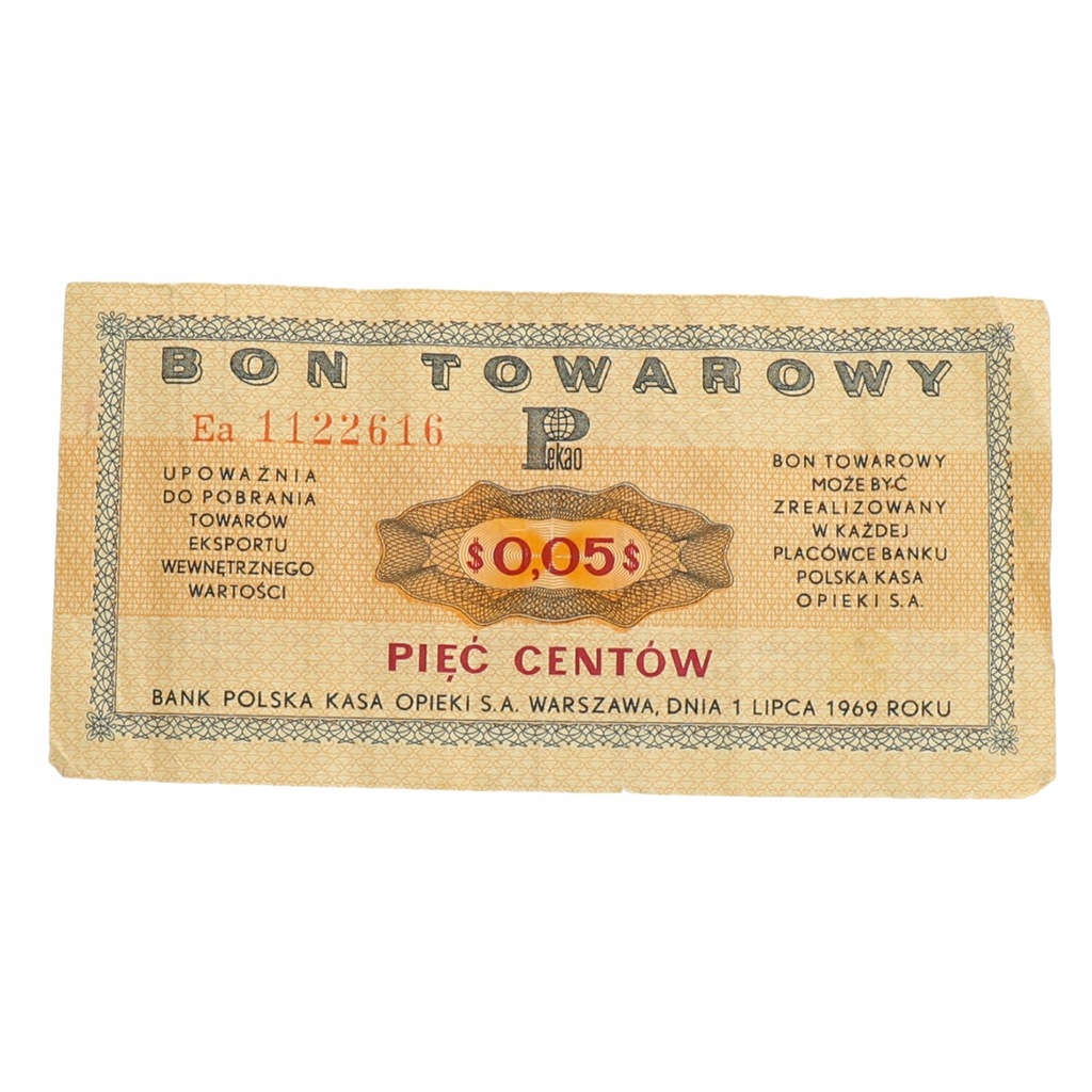 Pewex - Bon Towarowy - 0,05 $ 1969 r ser. Ea