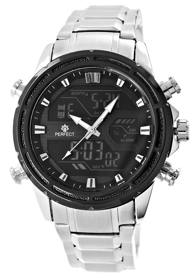 Zegarek Męski Perfect A8027-2 Dual Time Iluminacja