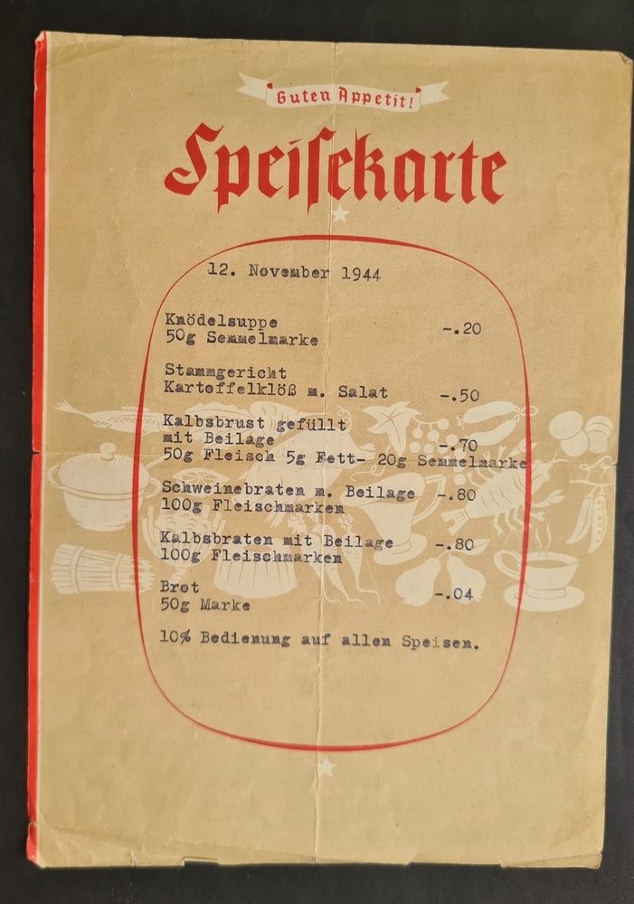 II WŚ Niemcy menu z 12.11.1944