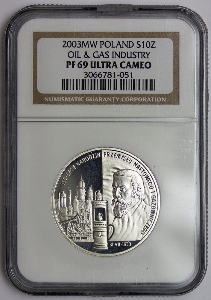 Polska 10 zł 2003, Przemysł Naftowy, NGC PF69 UC