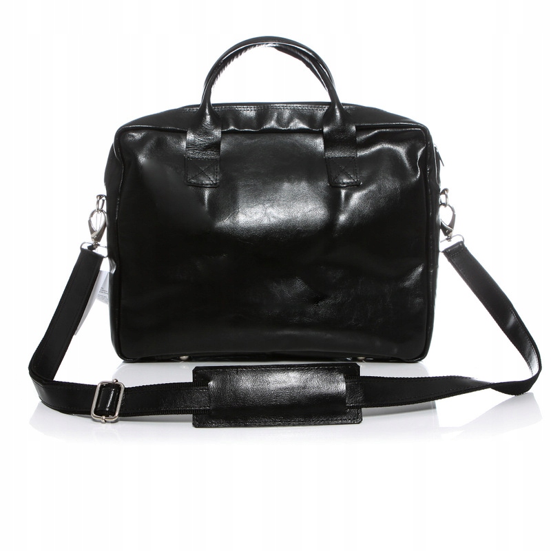 Elegancka torba na laptopa damska skórzana czarna - 7720907004