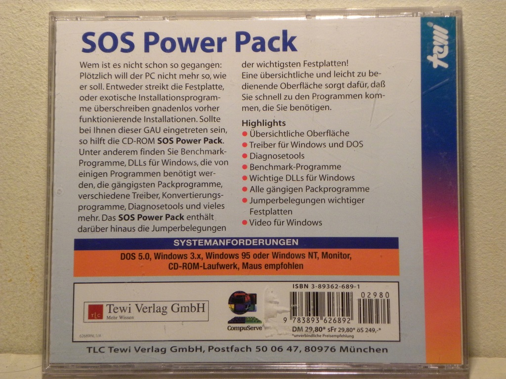 Купить CD SOS POWER PACK WINDOWS 95 NT КАК НОВЫЙ: отзывы, фото, характеристики в интерне-магазине Aredi.ru