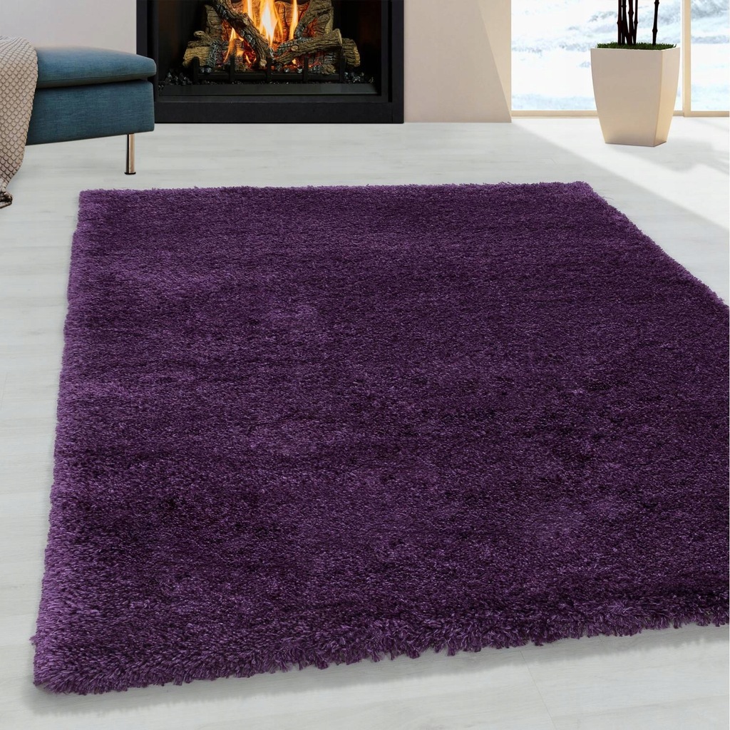 Dywan nowoczesny do salonu, sypialni Shaggy Fioletowy FLAFI 140x200 cm