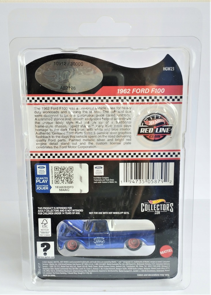 ホットウィール　1962 FORD F100 Collectors Nationals Convention 23rd Hot Wheels 1962 Ford