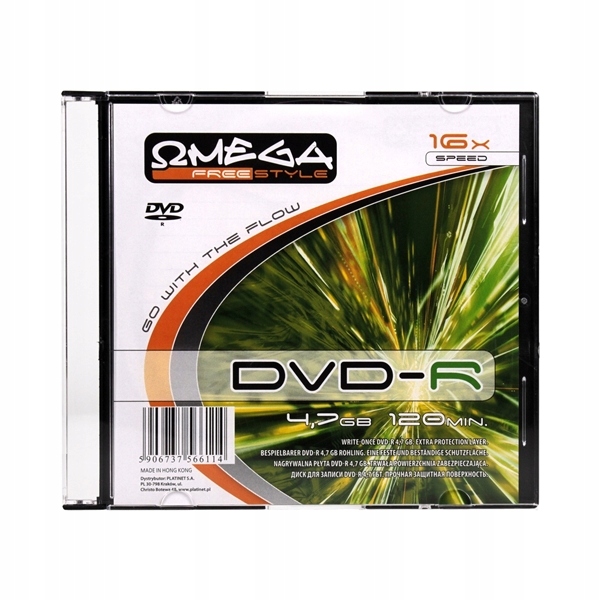 DVD-R 4,7GB X16 OMEGA FREESTYLE SLIM 1szt