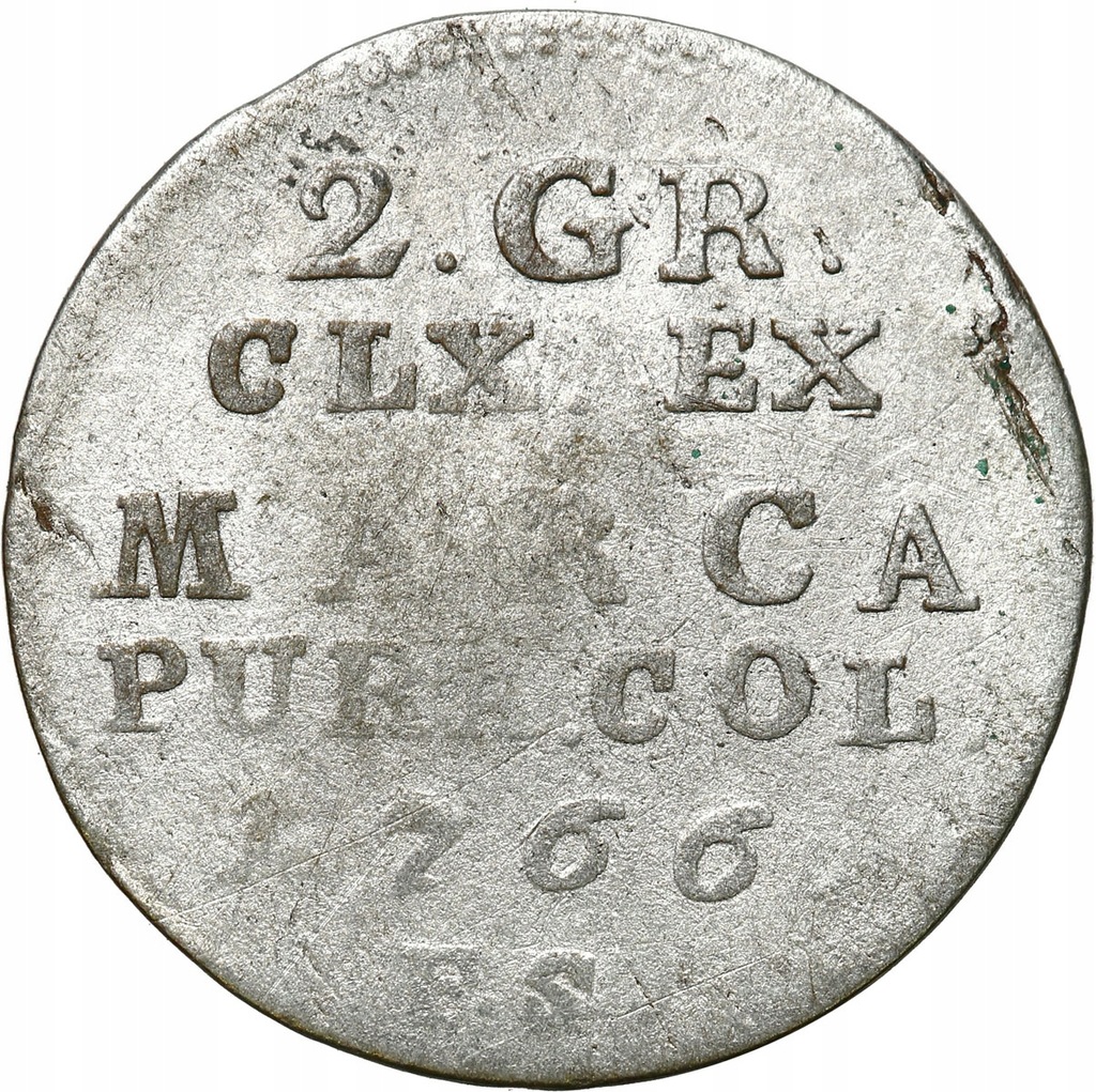 St. A. Poniatowski. 2 grosze (półzłotek) 1766 FS