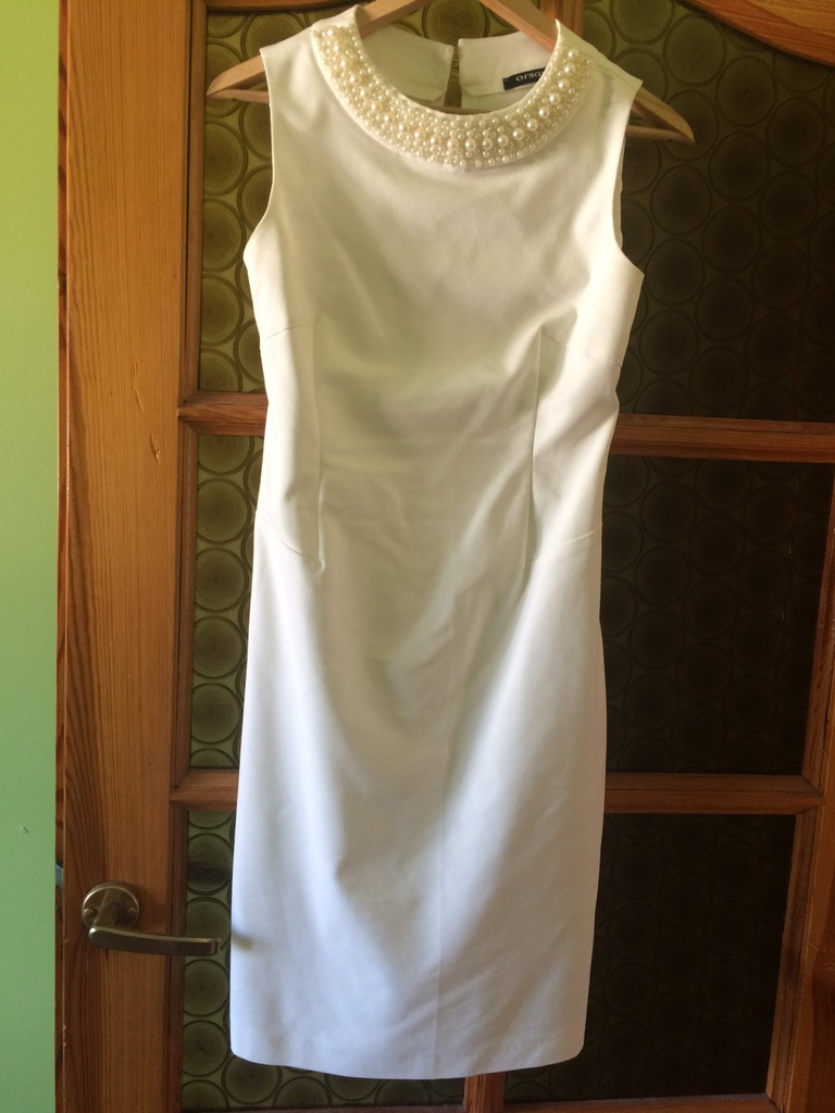 Kremowa sukienka z perełkami Orsay 34 XS