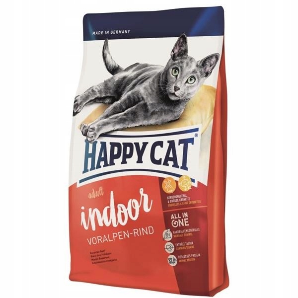 HAPPY CAT Fit & Well IndoorAdult Wołowina 10kg
