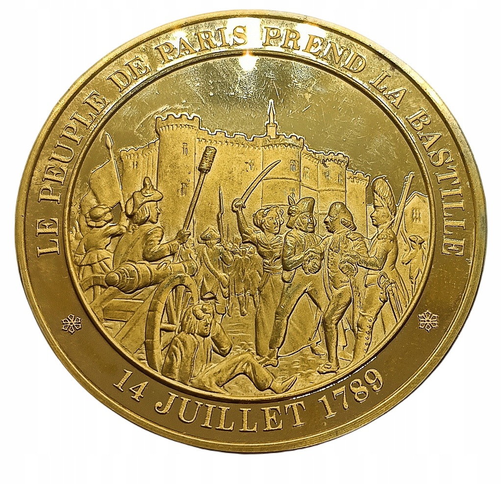 Srebrny medal Bastille, 38 g, Gold plated