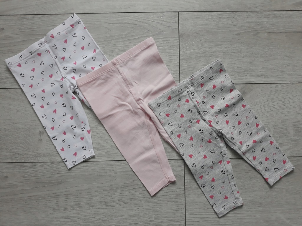 RESERVED spodnie/legginsy 3 szt. R 62 serca 1-3 m