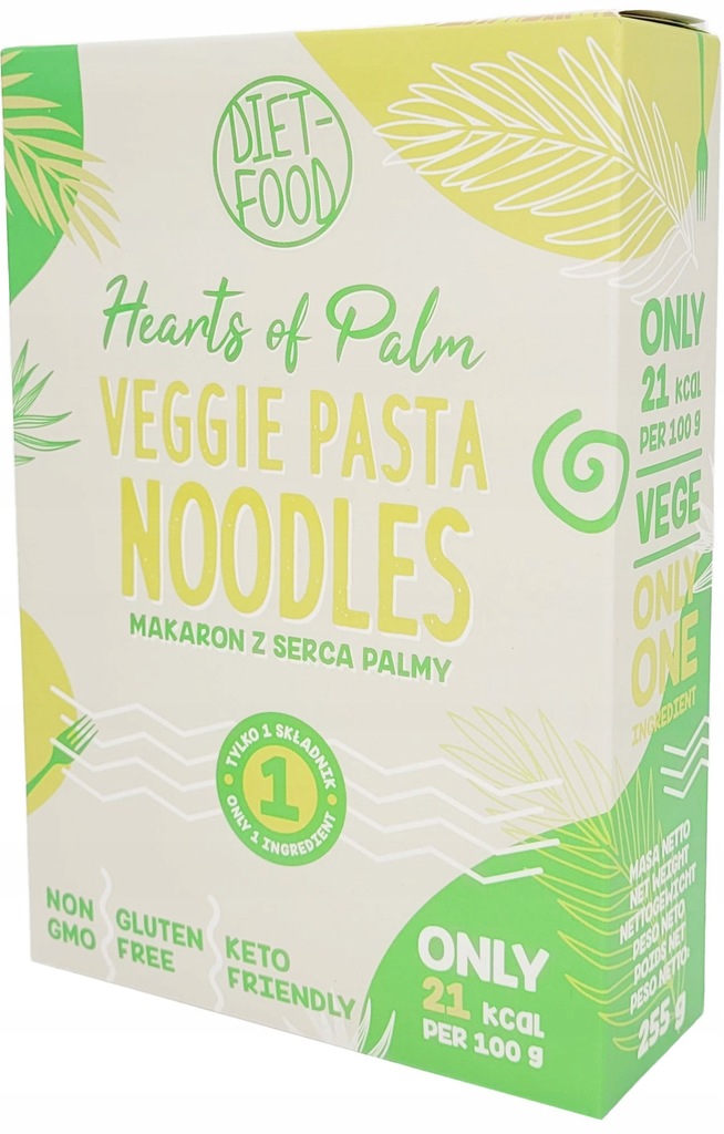 Makaron Noodle Bezglutenowy dla Keto Vege i wegan Diet Food z serc palm