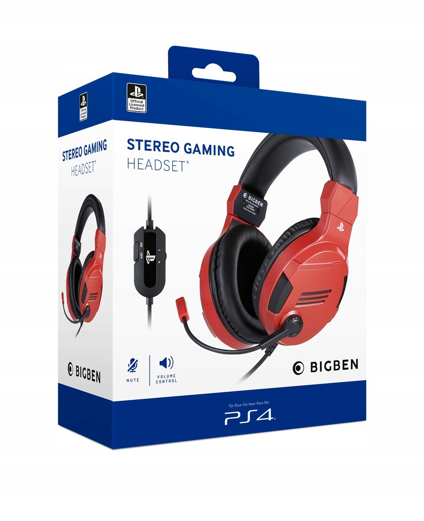 BigBen Słuchawki do PS4 / PS5 SONY Czerwone